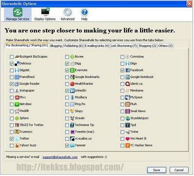 Shareaholic - Extensión para firefox que te permite tener todos los marcadores en un botón