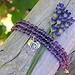 amethyst, handcrafted sterling silver heart charm, and lavender silk cord hand knotted triple-wrap bracelet ...or necklace