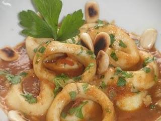 Calamares en salsa de almendras al Pedro Ximénez