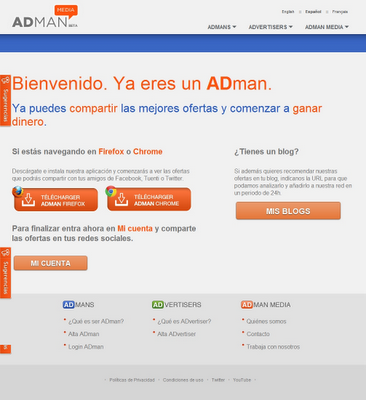 AdMan - Recomienda productos en tus redes sociales y gana dinero