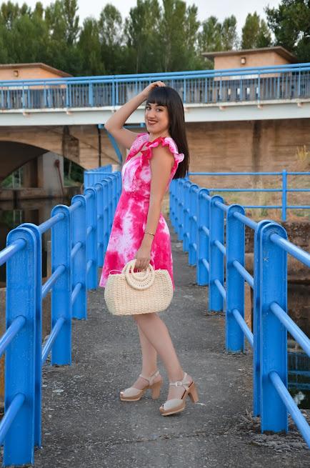 Vestido tie dye fucsia