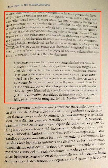 Referencia al teatro Brut desde Transformando entre bambalinas, un libro para la inclusión. Referencia al teatro Brut desde Transformando entre bambalinas, un libro para la inclusión.