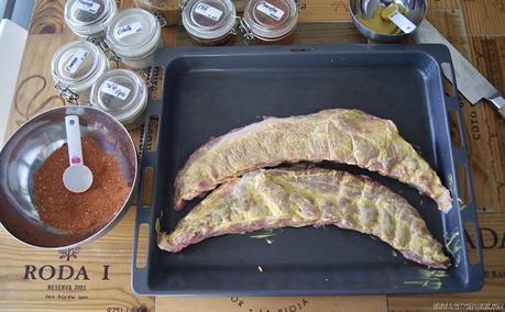 Costillas de cerdo asadas con rub Costillas de cerdo asadas con rub