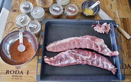 Costillas de cerdo asadas con rub Costillas de cerdo asadas con rub