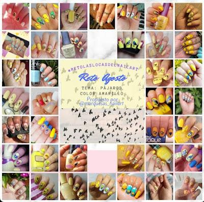 ¡De vuelta de vacaciones! Reto Las locas del Nail Art agosto 2021: Amarillo + pájaros