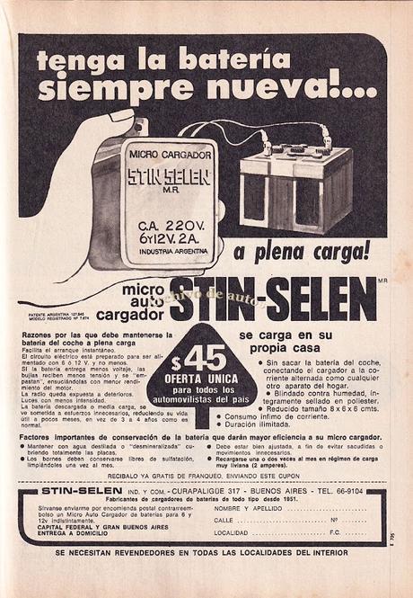 Stin-Selen, un micro cargador de baterías de 6 y 12 volts de 1972 Stin-Selen, un micro cargador de baterías de 6 y 12 volts de 1972
