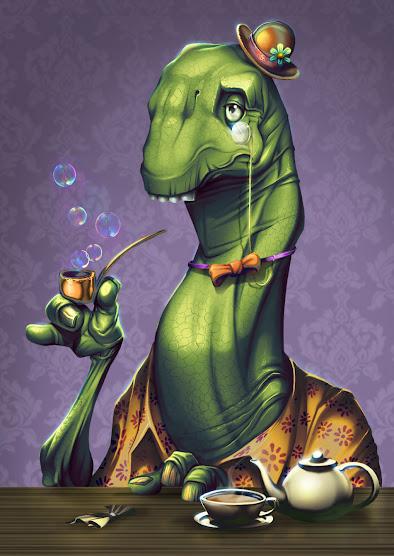 'Dinosaur Tea Party', juego de cartas ilustrado por Matijos Gebreselassie