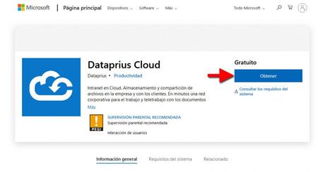 Dataprius disponible en Microsoft Store
