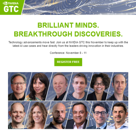 Vuelve la NVidia GTC del 8 al 11 de noviembre de 2021. Vuelve la NVidia GTC del 8 al 11 de noviembre de 2021.