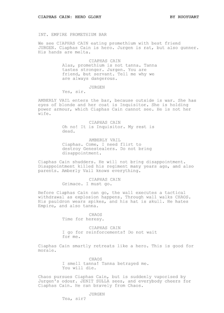 Cuando un bot escribe guiones de W40K