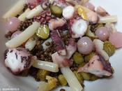 Ensalada lenteja caviar pulpo