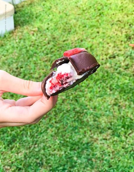 Polos veganos de coco y fresa sin azúcar Polos veganos de coco y fresa sin azúcar