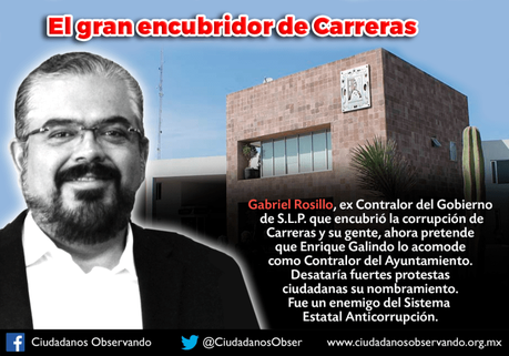 Gabriel Rosillo encubridor de Carreras busca ser Contralor Municipal: Ciudadanos Observando