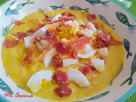 PORRA DE MANGO CON HUEVO Y JAMÓN