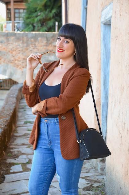 Blazer guateado chocolate | SHEIN X: Rock the Runway