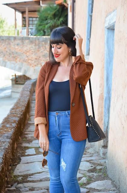 Blazer guateado chocolate | SHEIN X: Rock the Runway