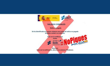 La DGT y la Policía Nacional alertan: continua el timo de la multa de trafico