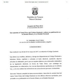 Texto Unico del Código Electoral República de Panamá