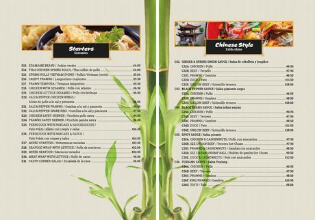 Muestras del diseño del menú