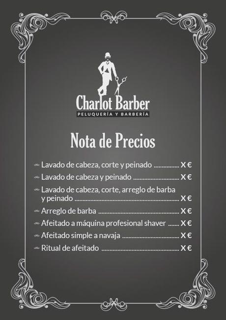 Diseño de logotipo y decoraciones de la peluquería Charlot Barber
