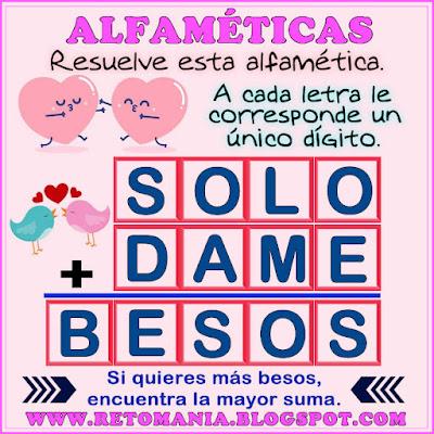 Desafíos matemáticos, Retos matemáticos, Problemas matemáticos, Alfaméticas, Criptoaritméticas, Criptograma, Criptosuma, Alfametic, Juego de letras, Suma de palabras