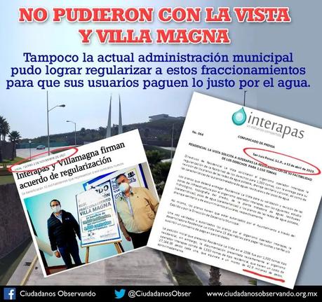 Ayuntamiento no pudo cobrar el agua a La Vista y Villa Magna