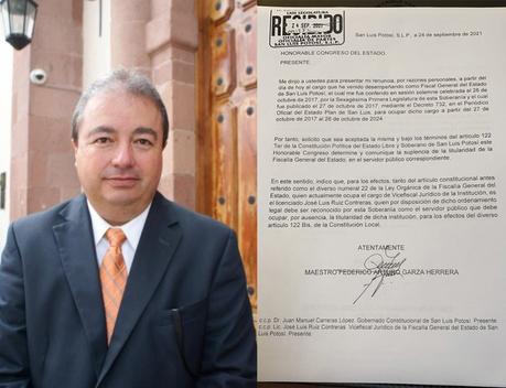 Renuncia el Fiscal General del Estado a su cargo