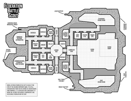 Plano/Mapa de una nave de exploración, por DwD Studios