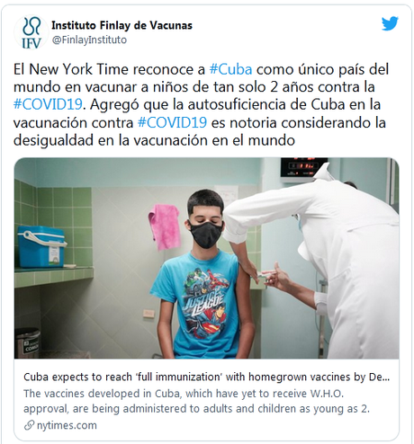 Ni The New York Times puede obviar la notoria autosuficiencia de Cuba en la vacunación contra la COVID-19
