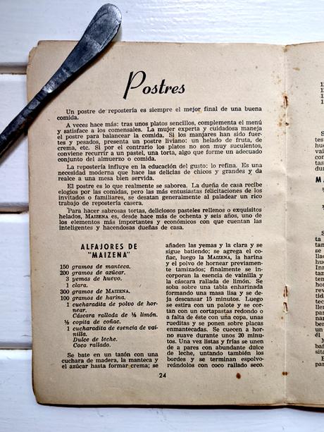 receta recetario maizena 1950