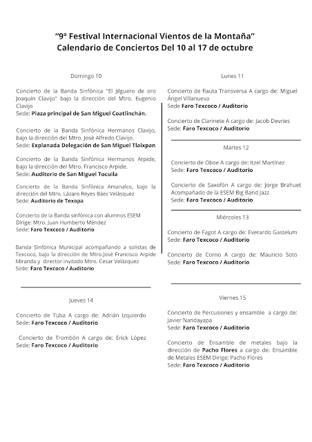 LLEGA EL NOVENO FESTIVAL INTERNACIONAL VIENTOS DE LA MONTAÑA TEXCOCO 2021