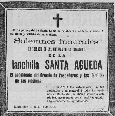 Julio de 1918: la tragedia de la lanchilla Santa Águeda