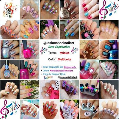 Reto Las Locas del Nail Art septiembre 2021 (Música + Multicolor): I love music