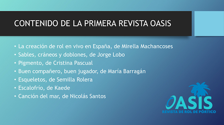 Revista Oasis y primeros contenidos