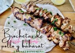 Brochetas de pollo y baharat