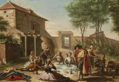 Merienda campo pintura Francisco Bayeu