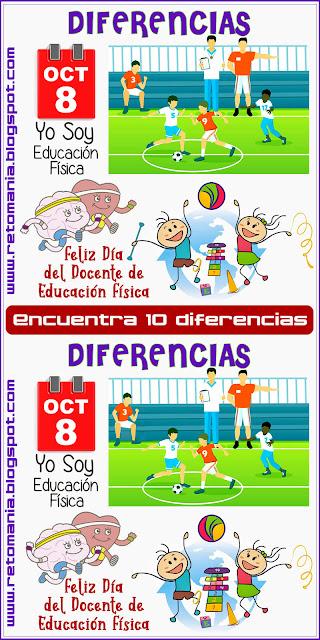 DIFERENCIAS - DÍA DEL DOCENTE DE EDUCACIÓN FÍSICA Desafíos matemáticos, Retos matemáticos, Problemas matemáticos, Problemas de matemáticos, Retos visuales, Día del docente de Educación Física, Diferencias, Encuentra las diferencias