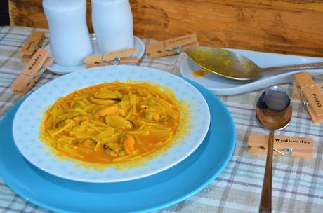 Las delicias de Mayte, recetas saludables, guiso de fideos gordos, recetas, receta, guiso de fideos con marisco, guiso de fideos con pescado, guiso de fideos amarillos, recetas de cocina, guiso de fideos con mejillones,