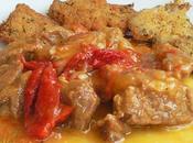 Ternera salsa pimientos guarnicion setas