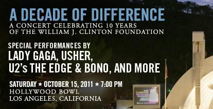 Lady Gaga, Usher y Bono realizan concierto para la Fundación Clinton 