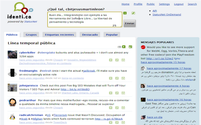 Identi.ca: Alternativa para publicar mensajes