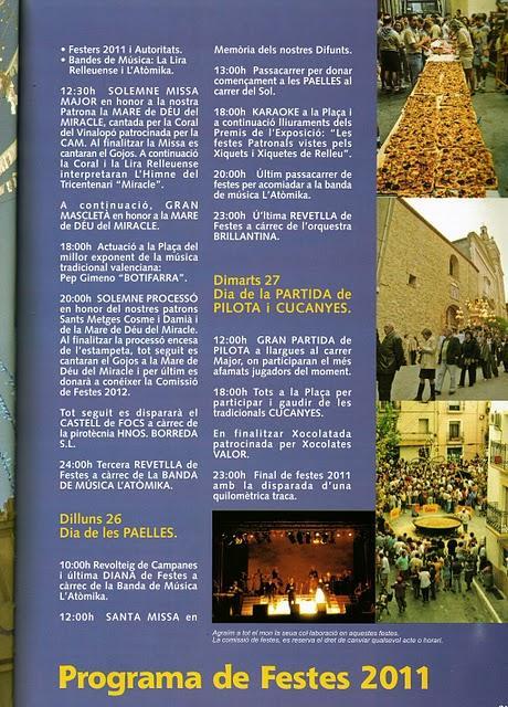 Relleu. Fiestas Patronales de la Virgen del Milagro y los Santos Cosme y Damián 2011