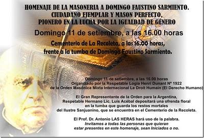 La Logia Henry Dunant Nº 1922 de la OMMI Le Droit Humain - El Derecho Humano y su homenaje a Sarmiento