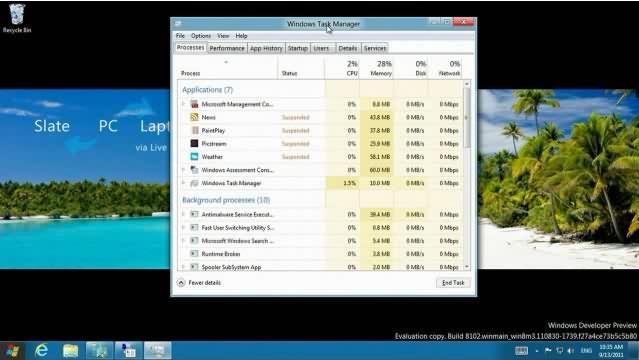 Windows 8: Imágenes del nuevo Administrador de tareas