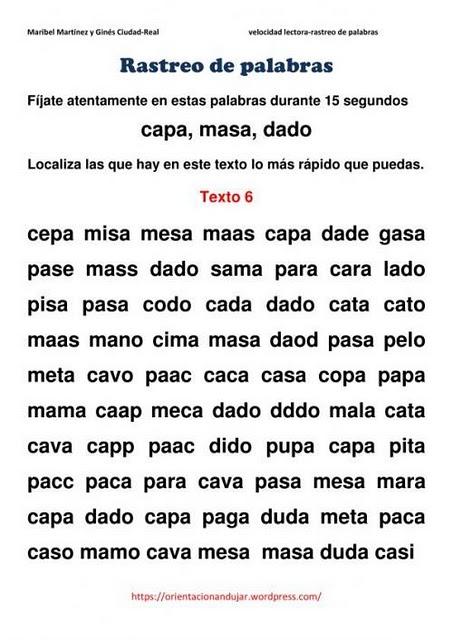 MEJORAR LA VELOCIDAD LECTORA