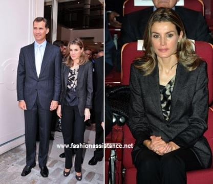 Los Príncipes de Asturias en París. El look de Dña. Letizia