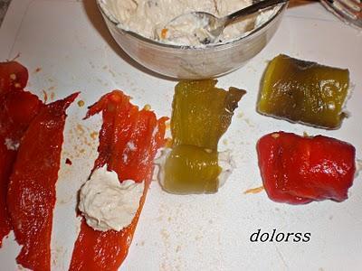 Ataditos de pimientos dos colores