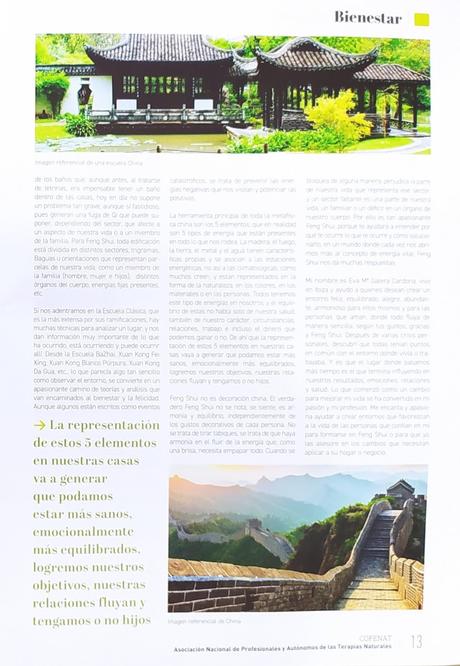 Artículo Feng Shui para la Revista COFENAT