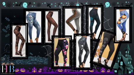 Aquí hay leggins pero también medias que puedes combinar con vestidos de Halloween. En busca de un Halloween glamuroso