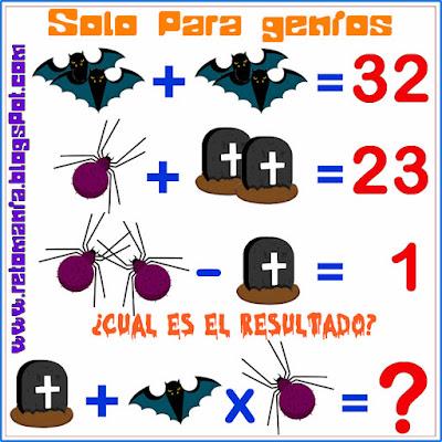 Desafíos matemáticos, Retos matemáticos, Problemas matemáticos, Acertijos matemáticos, Descubre el número, Descubre el resultado, Día de Halloween, Día de las Brujas y las matemáticas, Retos Halloween, Matemáticas y Halloween